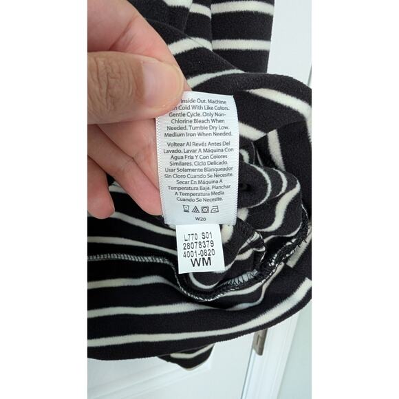 Time and Tru Black and White Striped Soft Fleece Cowl Neck Shirt - Picture 6 of 8